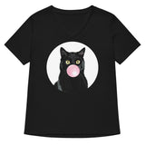 Bubble Cat Women's V-Neck Tee