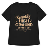 Kenobi's High Ground Coffee Co Women's V-Neck Tee