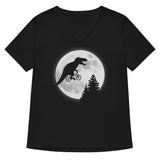 T-Rex Moon Women's V-Neck Tee