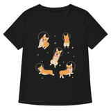 Corgis In Space Women's V-Neck Tee