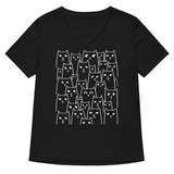 Suspicious Cats Women's V-Neck Tee