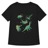 Dinos In Space Women's V-Neck Tee