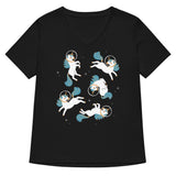 Unicorns In Space Women's V-Neck Tee