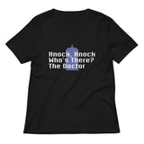 Knock Knock! Who's There? The Doctor Women's V-Neck Tee