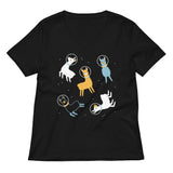 Llamas In Space Women's V-Neck Tee