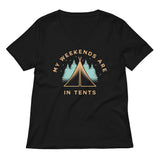My Weekends Are In Tents Women's V-Neck Tee