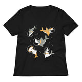 Sharks In Space Women's V-Neck Tee