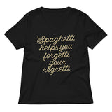 Spaghetti Helps You Forgetti Your Regretti Women's V-Neck Tee