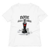 None Shall Pass Black Knight Women's V-Neck Tee