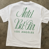 'HOTEL BEL AIR' AGED PRINT WHITE HEAVY TEE