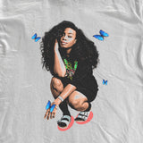 SZA BUTTERFLY GARDDEN HEAVYWEIGHT WHITE TSHIRT