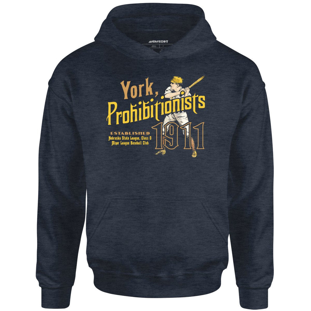 York Prohibitionists - Nebraska - Vintage Defunct Baseball Teams - Unisex Hoodie